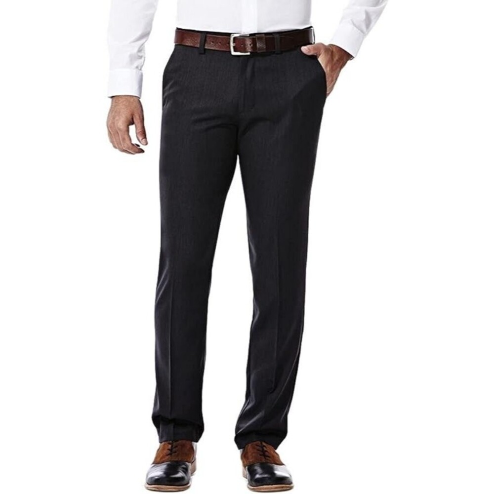 NEW Haggar Dark Grey  Men's Performance Slim Fit Plain Front Pants 29 x 32